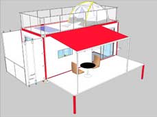 移动式集装箱房屋设计创意: 可变形集装箱房车