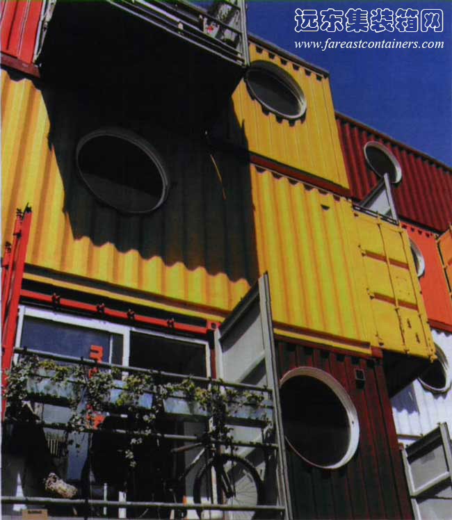 2001年英国伦敦泰晤士河的集装箱城,集装箱建筑,集装箱房屋,集装箱住宅,集装箱活动房,住人集装箱,二手集装箱