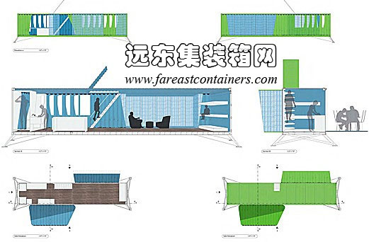 “种子计划”应急集装箱建筑平面图及剖面图,集装箱房屋,集装箱活动房,住人集装箱,集装箱住宅