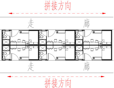 六箱体拼接示意,集装箱房屋,集装箱活动房,住人集装箱,集装箱住宅,集装箱建筑