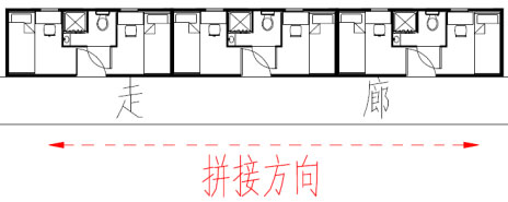 三箱体拼接示意,集装箱房屋,集装箱活动房,住人集装箱,集装箱住宅,集装箱建筑