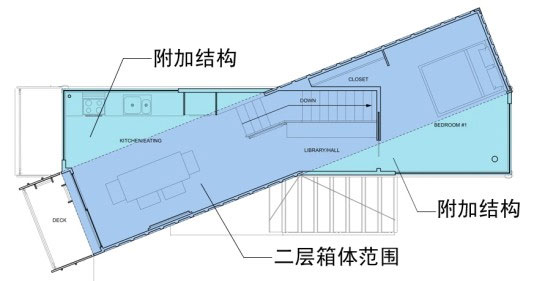 上下箱体成斜角放置平面设计图,集装箱房屋,集装箱活动房,住人集装箱,集装箱住宅,集装箱建筑