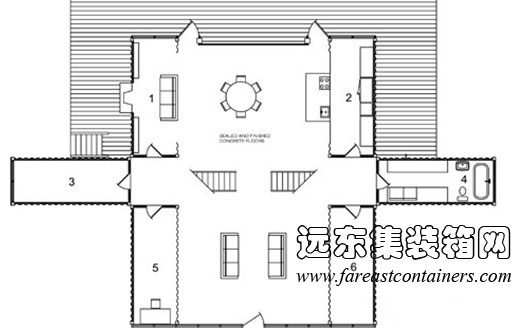 Adriance 集装箱住宅一层平面图,集装箱房屋,集装箱活动房,住人集装箱,集装箱建筑