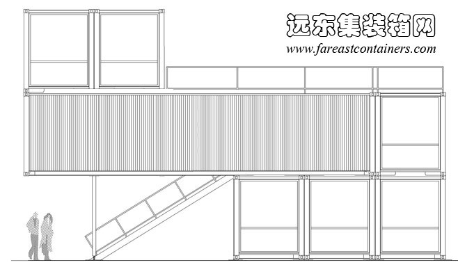 GAD 当代艺术馆侧立面图,集装箱房屋,集装箱活动房,住人集装箱,集装箱住宅,集装箱建筑