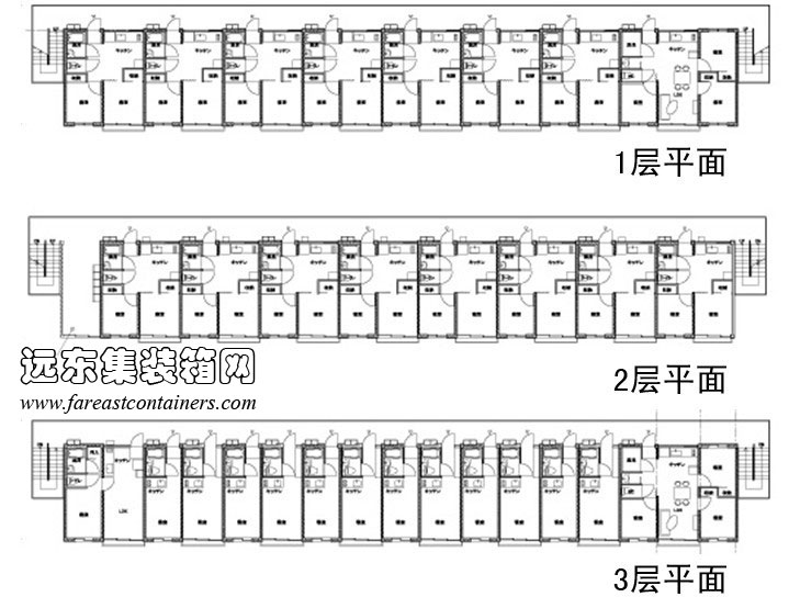 女川集装箱集合住宅平面设计图,集装箱房屋,集装箱活动房,住人集装箱,集装箱建筑