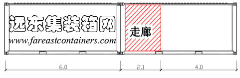 走廊位于20英尺箱体内部,集装箱房屋,集装箱活动房,住人集装箱,集装箱住宅,集装箱建筑