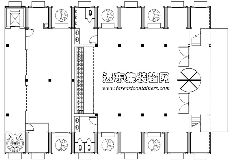 集装箱餐厅一层平面图,集装箱房屋,集装箱活动房,住人集装箱,集装箱住宅,集装箱建筑