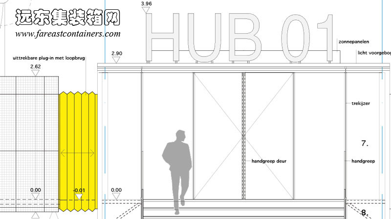 HUB 01 集装箱学生宿舍Terminal的立面设计图,集装箱房屋,集装箱建筑,集装箱住宅