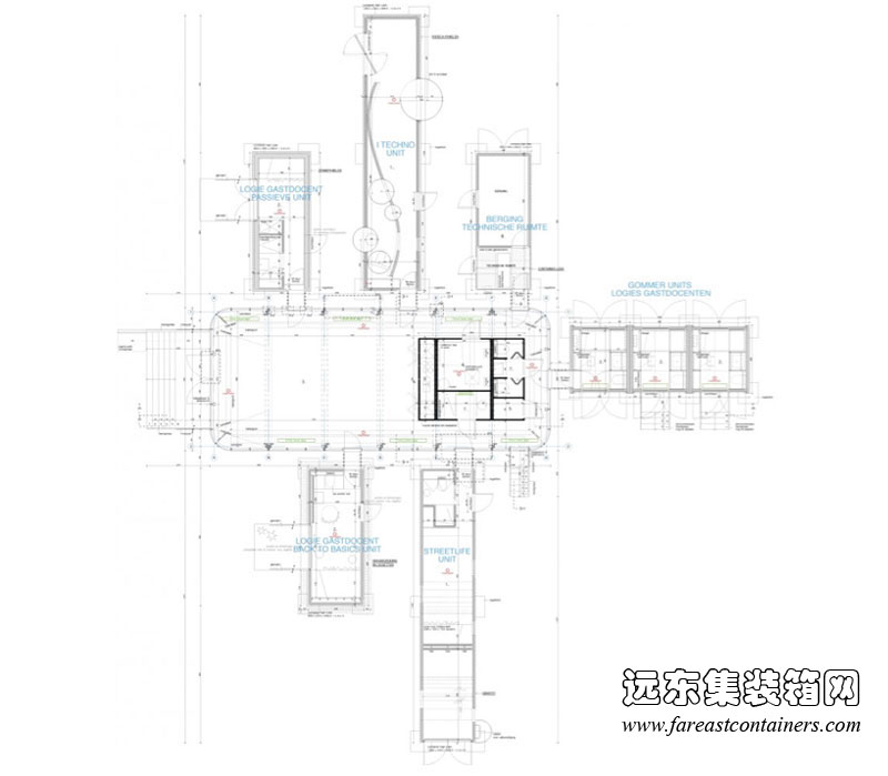 HUB 01 集装箱学生宿舍的平面设计图,集装箱房屋,集装箱建筑,集装箱住宅