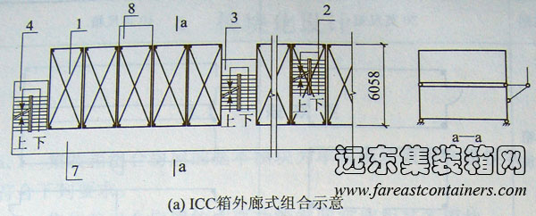 ICC箱外廊式组合示意,集装箱组合房屋