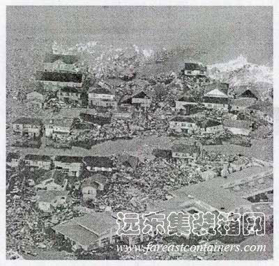 被强震和海啸侵袭过后的日本宫城县名取市