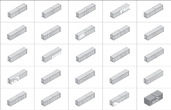 商业集装箱建筑：彪马城不同箱体外观设计图