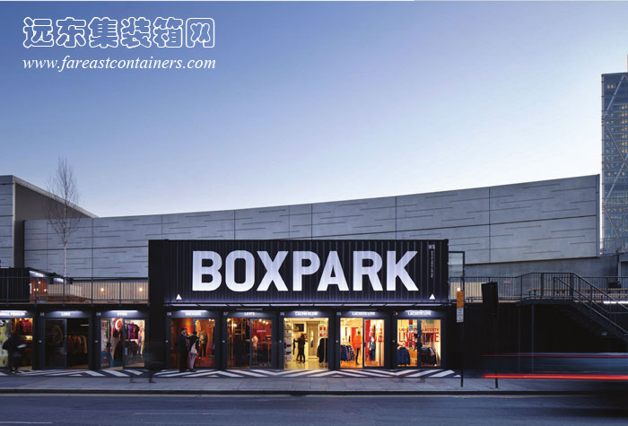 BOXPARK shoreditch 盒子公园集装箱购物中心的外观