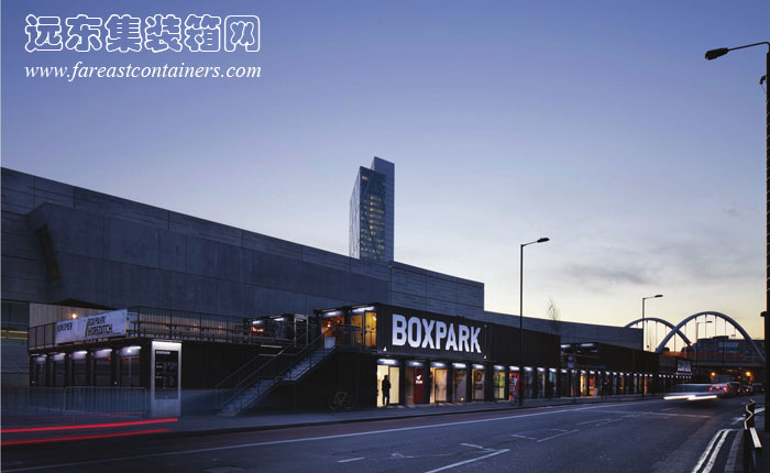 BOXPARK shoreditch 盒子公园集装箱购物中心的外观