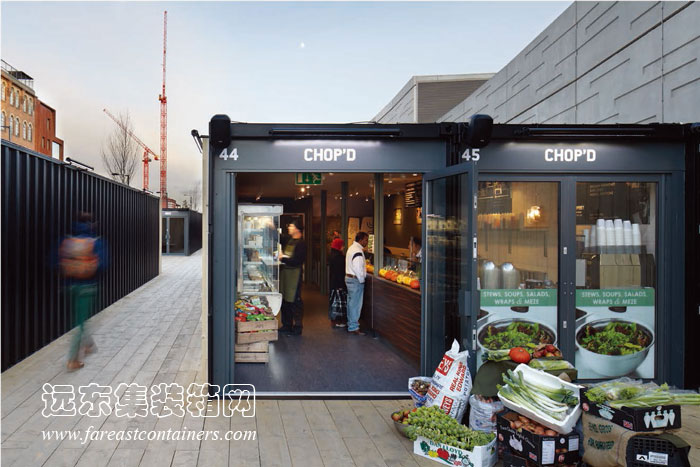 BOXPARK shoreditch 盒子公园集装箱购物中心店铺的外观