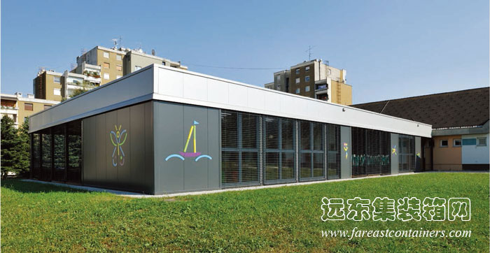 集装箱建筑： Ajda 2 集装箱幼儿园的整体外观