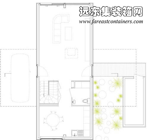 “十字箱”集装箱住宅一层平面图