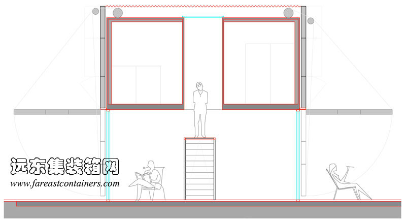 Infiniski Manifesto House 集装箱别墅剖面图