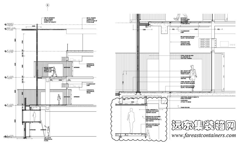 SANLITUN SOUTH 三里屯南区集装箱建筑剖面图