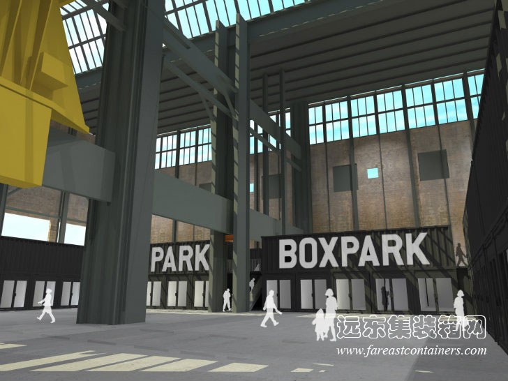 集装箱大卖场Boxpark NDSM的内部效果图