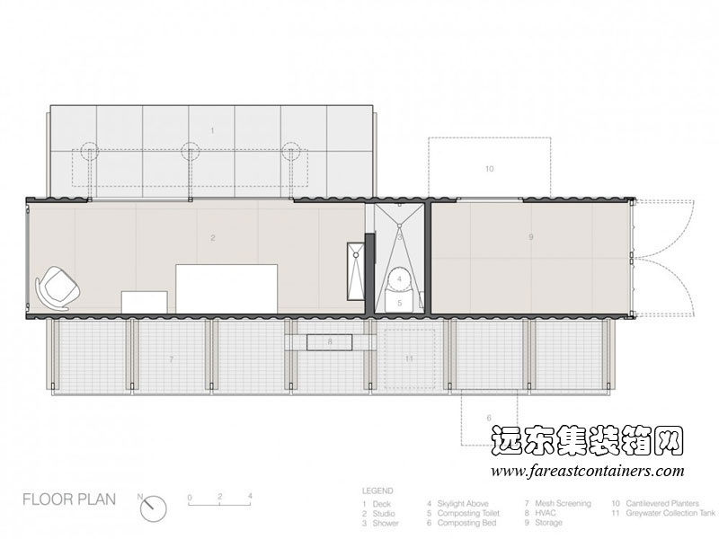 Container Guest House 集装箱宾馆的平面图